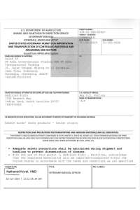 USDA Veterinary Import Permit
